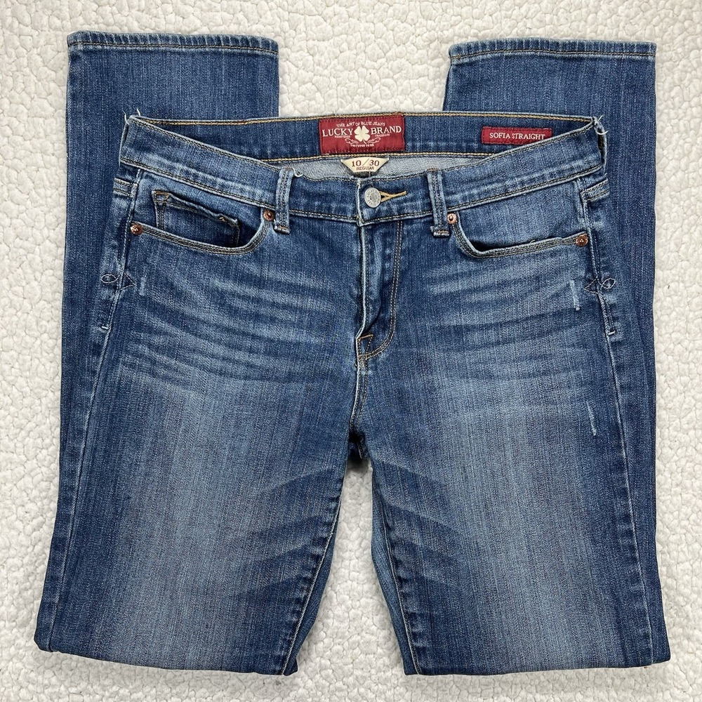 Lucky Brand Sofia Straight Jeans Women's 10 (30x31) Boho Y2K Streetwear Casual